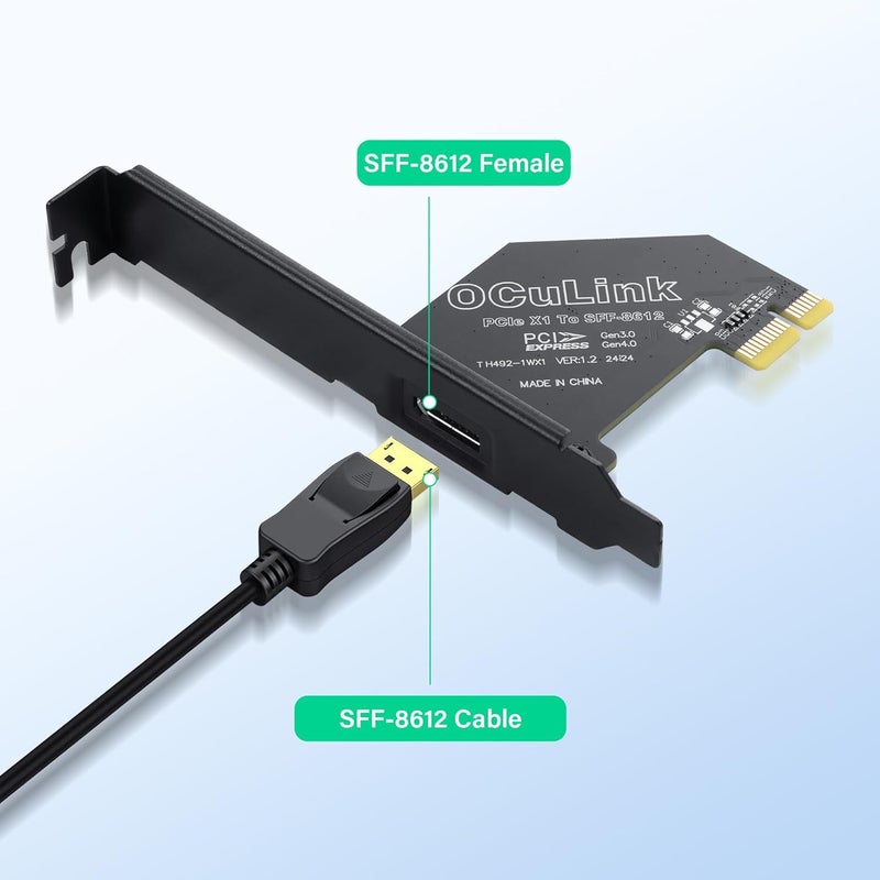 SinLoon PCIE to Oculink SFF-8612 Adapter PCI-Express 4.0 Oculink External Graphics Card with Slot Bracket (PCIE X1) - Image 4